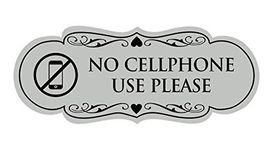 Signs ByLITA Designer No Cellphone Use Please Sign(Lt Gray) - Large