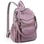 UTO Laptop Backpack Womens Teenage Girls School Bag Ladies Travel Rucksack Multi Compartments Anti Theft Pocket PU Leather Light Purple