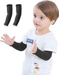 Shirsh Kids Arm Protect Sleeves For 3-12 Years Baby Sun Sleeves for Baseball Basketball Costume for Party UV Protection Sleeve Cooling (Black) (Pack Of 1)