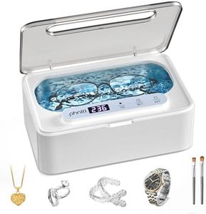 Phniti Ultrasonic Jewellery Cleaner, 47KHz Ultrasonic Cleaner Machine 330ml, Portable Ultrasonic Retainer Cleaner with 3 Timer Modes for Retainers, Jewellery, Glasses, Dentures, Rings, Watches Use
