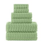 Elegant Comfort Luxury 6-Piece 100% Turkish Cotton Jacquard Braided Textured Premium Hotel Quality Towel Set– Soft and Absorbent, Includes 2 Bath Towels, 2 Hand Towels and 2 Washcloths, Sage