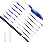 ARCHERY SHARLY 31Inch Carbon Fiber Arrows Targeting Practice & Hunting Arrow with 4" Blue White Turkey Feather & Removable Nock & Tips for Compound Recurve Traditional Bow & Longbow (6 Pack)