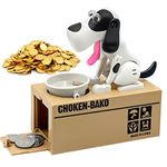 Wekity Hungry Dog Piggy Bank, Cute Dogs Steals Coins Like Magic Coin Munching Toy Money Box Birthday Gift for Kids (Dog)