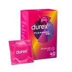 Durex Condoms, Regular Fit, 40s, Easy On Shape, Dotted and Ribbed, With Extra Silicone Lube