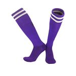 ETORRY Soccer Socks Unisex Adult Youths Team Sport Knee High Socks for Football Baseball Rugby Multi-Sport Socks. (Purple,Large)