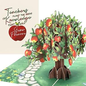 Liif Thank You Teacher Card | Apple Tree 3D Greeting Pop Up Teacher Apprication Card & Gifts, Thank You Card For Teacher | With Message Note & Envelop | Size 7 x 5 Inch (Apple Tree)