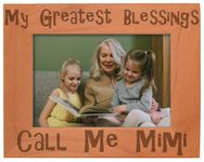 ThisWear Gift for Grandma Blessings Call Me Mimi Natural Wood Engraved 5x7 Landscape Picture Frame Wood