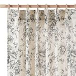 jinchan Pinch Pleated Curtains Floral Linen Curtains for Living Room 108 Inches Long Black Peony Flower Printed Curtains Rod Pocket Back Tab Farmhouse Pinch Pleat Drapes with Hooks Set 2 Panels