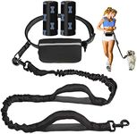 UPET Hands Free Dog Leash Professional Reflective Training leashes Small Medium and Large Dogs Accessories Leads Suitable for Running Walking Jogging Hiking Adjustable Waist Belt Zipper Pouch（Black）