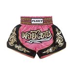 FLKKY Muay Thai Shorts Boxing Shorts for Men Women High Grade Martial Arts Training Gym Trunks Classic Boxing Shorts., F12-pink, Large