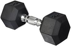 CAP Barbell 25 lb Rubber Coated Hex Dumbbell with Contoured Chrome Handle