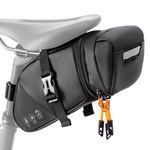 WOTOW Bike Saddle Bag - Waterproof Bike Seat Bag Expandable to 2L- Reflective Bicycle Under Seat Storage Pouch for Road Mountain Bike Cycling Travel