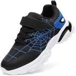 IGBAY Little/Big Boys Tennis Shoes Girls Sneakers for Kids Cushion Running Shoes Sport Athletic Fitness & Cross-Training, Black and Blue, 12.5 Little Kid