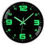 Wall Clock - 12 inch Large Wall Clocks Glow In the Dark Clock Silent Night Lights Luminous Modern Small Vintage Black Retro White Outdoor Clock for Kitchen Bedrooms Bathroom Living Room Garden Kids