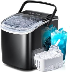 Crzoe Countertop Ice Maker Machine with Handle,26Lbs/24H,9 Cubes Ready in 6 Mins,Self-Cleaning Ice Makers with Ice Bags and Scoop Basket,for Home/Office