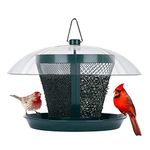 Kingsyard Bird Feeder for Outside Metal Mesh Wild Bird Feeder with Weatherproof Dome Dual Feeders 2.5 lbs. Seed Capacity for Finch Cardinal, Green