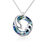 ONEFINITY Dolphin Necklaces Gifts for Women Sterling Silver Crystal Dolphin Pendant Mother and Daughter Ocean Jewelry for Mom Girls Mother's Day Gifts, Sterling Silver, Crystal