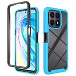 ESTH® Honor X8a 4G Clear Case, Silicone & PC Hybrid Full-Body Armour Built-in Screen Protector and PC Bumper Military Grade Heavy Duty Shockproof Cover, Light Blue