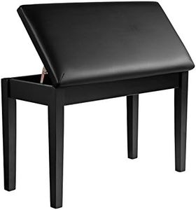 SONGMICS Duet Piano Bench with Padded Cushion and Storage Compartment, Piano Chair Seat, 13.4 x 29.1 x 19.7 Inches, Ink Black ULPB75BK