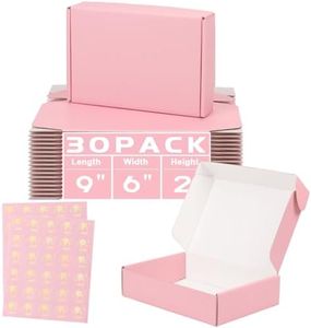 DERZIFUN 30 Pack 9x6x2 Inch Corrugated Shipping Boxes Small, Pink Shipping Mailing Boxes for Packaging, Recyclable Cardboard Box Mailers Small Business