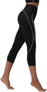 BALEAF Freeleaf Broadway Women's Capri Leggings with Pockets, High Waisted Dance Yoga Workout Running Gym Casual Summer Capris Pants, Black XXL