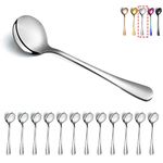 Soup Spoons, Kyraton 12 Pieces 19 cm Stainless Steel Round Spoons,Dinner Spoon Table Spoon, Spoons Silverware Dishwasher Safe Set of 12