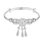 ASTER Silver Dream Catcher Tassel Feather Charm Bracelet, Adjustable 925 Sterling Silver Dream Catcher Bracelet Mother's Day Jewelry Gift Birthday Christmas Gifts for Women Mom Wife Girls