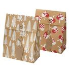 ledieu Paper Vinter 2021 Gift Bag Heart Pattern/Tree Pattern Brown 20X26 Cm/2.5 L (Pack Of 2 Pc) Gift Bag