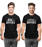 Hangout Hub Men's Round Neck T-shirt Big Brother Little Brother (Black;Big Bro- XL (42), Lit Bro- L (40) ;) Pack of 2 Sibling Family T shirts