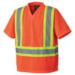 Pioneer Breathable High Visibility Work Safety T-Shirt, Polyester Mesh, Orange, L, V1050450-L