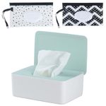 2 Pcs Baby Wet Wipes Pouches & Baby Wet Wipes Dispenser Box,Toilet Wipes Dispenser Box,Baby Wipes Dispenser with Lids,Refillable Portable Travel Wet Wipes Bags Cases to Keeps Wipes Fresh