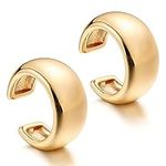 Mevecco Gold Ear Cuff Earring 18K Gold Plated Non Pierced Ear Cartilage Clip on Wrap Hoop Tiny Chunky Blod Thick Simple Minimalist Handmade Delicate Hypoallergenic Ear Cuff Fake Earrings Women Gift