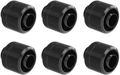 Dracaena 6 pack G1/4" thread to 3/8" ID, 1/2" OD Compression Fitting for Soft Tubing, Soft Tube Connectors for Computer Water Cooling System, Black