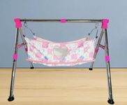 A to Z Hub Stainless Steel Foldable Baby Cradle/Ghodiyu/Baby Swing/Baby Jhula with Free Cotton Flat Hammock with Mosquito Net. (Pink)