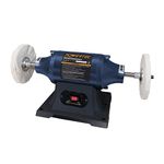 POWERTEC 6-Inch Bench Buffer Jewelry Polisher - Includes 2PCs 80Ply Thic Buffing Wheels | Ideal Benchtop Buffing Machine for Polishing Metal, Jewelry, Knives, Wood, Jade, and Plastic (BF601)