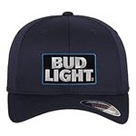 Bud Light Officially Licensed Logo Patch Flexfit Cap (Navy), Small/Medium