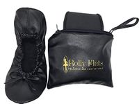 Rolly Flats Portable Foldable Pumps Ballet Shoes (S, Black)