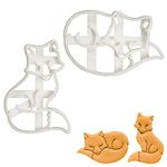 BAKERLOGY Set of 2 Fox Cookie Cutters (Designs: Fox Sleeeping and Sitting) - Detailed Biscuit Cutter Design for Baking and Crafts, Ideal on Fondant, Dough, Clay