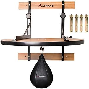 Afranti Heavy Duty Adjustable Speed Bag Platform Kit 24" + Speed Punching Ball (10"x7") Adjustable Height Wall Mount Professional Fitness Ball Boxing Reaction Training Kit