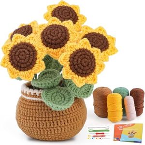 Crochet Kit for Beginners, Sunflower Crochet Kit Beginner Crochet Starter Kit for Complete Beginners Adults, Crocheting Knitting Kit with Step-by-Step Video Tutorials (Sunflower)