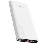 Power Bank 10000mAh, Portable Charger 22.5W Dual Port USB & USB C Power Bank Fast Charging Battery Phone Charger Power Bank For iPhone/Samsung Galaxy/Google Pixel/Sony Xperia/Motorola/Oppo (White)