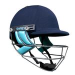 Shrey Prime Steel Cricket Helmet with Mild Steel Visor|Rotary Adjustment System|EVA Foam Padding| Better Visibility|Comfortable Fit|Ventilation System with Air Vents (Navy - S)