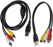 EMSea 1pcs150cm USB Male to 3RCA Male Cable 30cm USB Male to 3RCA Female Cable Red Yellow White Jack Splitter Audio Video AV Camcorder Composite Adapter Cord Lead Cable for USB-Enabled TVs and PCs