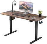 ERGOMAKER Electric Standing Desk 140x60cm (55.1"x23.6"), Height Adjustable Standing Desk with Splice Board, Stand Up Desk with Hook and Memory Smart Handset(Black Frame + Rustic Brown Desktop)