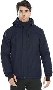 FREE SOLDIER Men's Waterproof Ski Snow Jacket Fleece Lined Warm Winter Rain Jacket with Hood Fully Taped Seams(Midnight Navy,3XL)