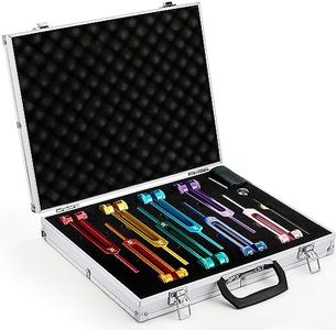 Fiada Tuning Fork Set Chakra Tuning Fork Multiple Hz Tuning Forks for Healing with Aluminum Box, Tuning Fork Hammer and Cleaning Cloth for Sound Yoga Meditation(126 Hz-272 Hz)