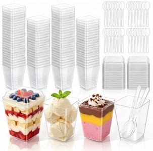 Fracurs 120 Pack(360 Piece) Plastic Dessert Cups with Lids and Spoons 5 OZ Clear Yogurt Parfait/Appetizer Cups for Party, Mini Square Shooter Cups for Ice Cream Yogurt Pudding Mousse Fruit Trifle