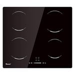 GIONIEN Induction Hob 60cm,4 Burners Electric Cooktop, 4 Zone Cooker, Child Lock,Black Ceramic Glass,Bulit in Worktop,Timer,Auto Switch Off,6400W,GIB464SC