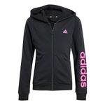 adidas Girl's Essentials Linear Logo Full-Zip Hoodie, black/semi lucid fuchsia, 13-14 Years