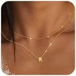 Poxtex Layered Initial R Necklaces 